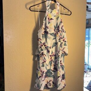 Ravi Famous London white floral sleeveless collar around the neck low back mini